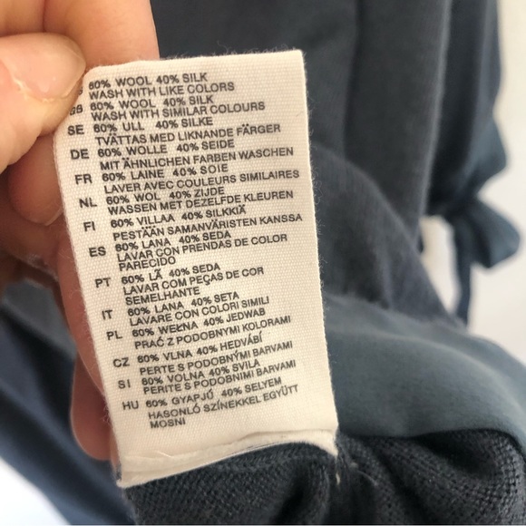 Stella McCartney x H&M Wool Silk Wrap Sash Short Sleeve Sweater in Blue Sz S - Picture 5 of 10